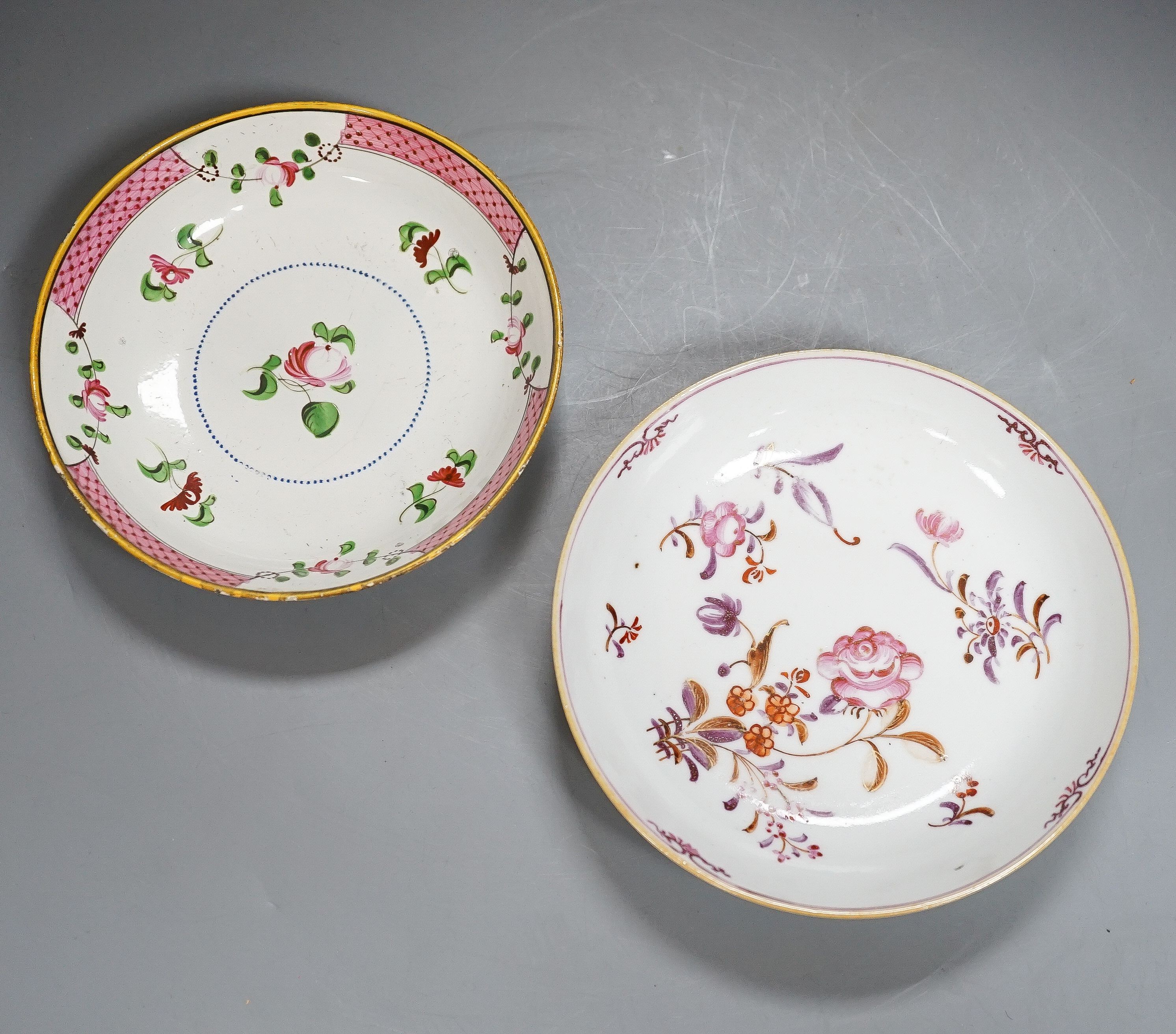 A late 18th century Chinese saucer and pearlware example (2)
